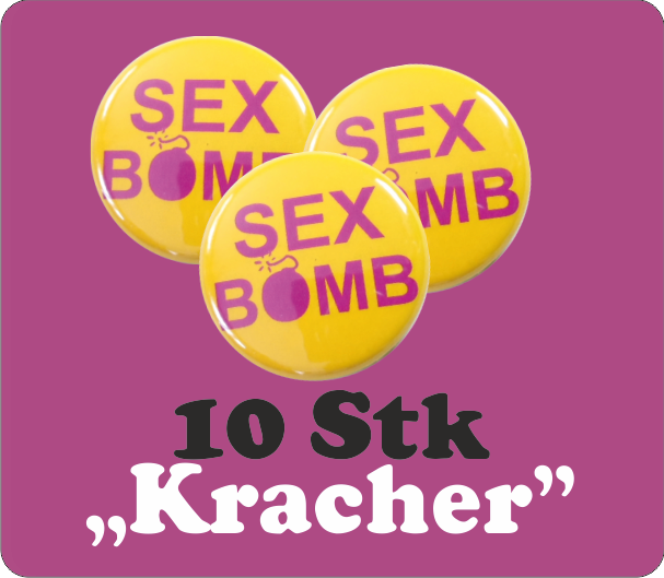 10 er Pack Buttons "Sex Bomb" - zum Schließen ins Bild klicken